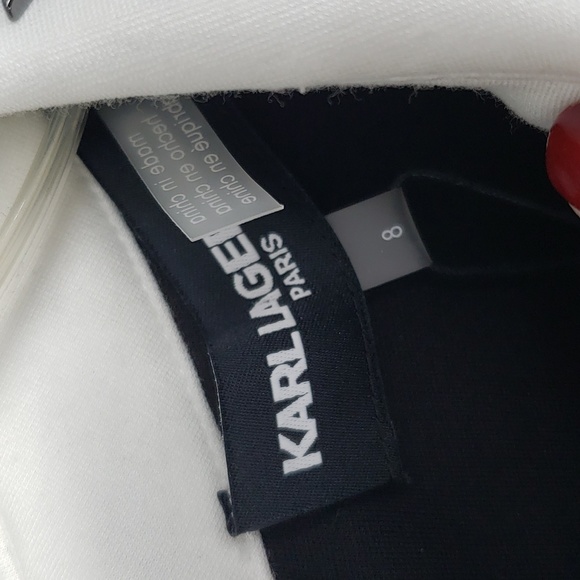 Karl Lagerfeld Studded Collared Mini Dress Black White Silver Mirrored Accents 8 - Picture 13 of 17